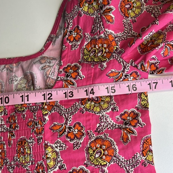 J.CREW COLLECTION PUFF SLEEVE SQUARE NECK TOP IN RATTI PINK BLOOMS PRINT SZ 4 - Picture 13 of 16